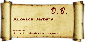 Dulovics Barbara névjegykártya